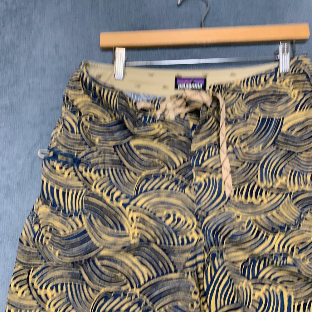 Patagonia Wavefarer Board Shorts Mens 32 Yellow Blue Waves Drawstring Summer - Picture 12 of 15